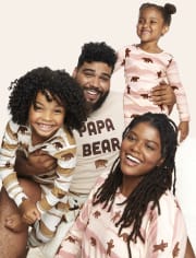 Pijama unisex de algodón con diseño de oso familiar a juego para niños