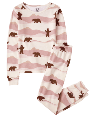 Womens Matching Family Long Sleeve Bear Print Sweater Knit Matching Pajamas
