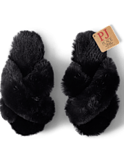 Pantuflas cruzadas de piel sintética para mujer