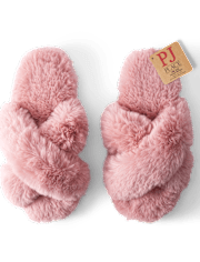 Pantuflas cruzadas de piel sintética para mujer