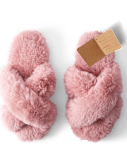 Pantuflas cruzadas de piel sintética para mujer