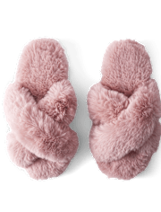 Pantuflas cruzadas de piel sintética para mujer