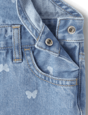 Baby And Toddler Girls Butterfly Denim Shortalls