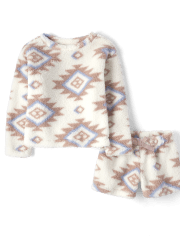 Pijama de sherpa con estampado de mamá y yo para niñas