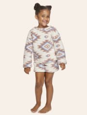 Pijama de sherpa con estampado de mamá y yo para niñas
