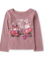 Camiseta con estampado de zorro para bebés y niñas pequeñas