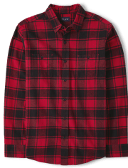 Mens Matching Family Buffalo Plaid Flannel Button Up Shirt