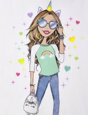 Girls Unicorn Girl Graphic Tee