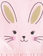 Baby And Toddler Girls Bunny Knit To Woven Dress