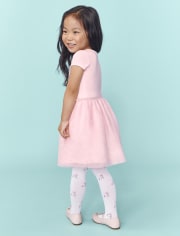 Baby And Toddler Girls Bunny Knit To Woven Dress
