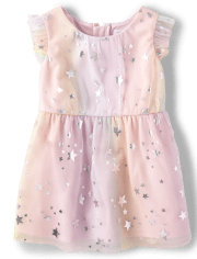 Baby And Toddler Girls Rainbow Ombre Foil Dress