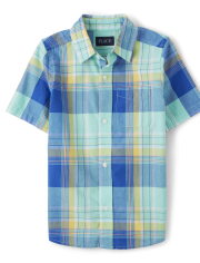 Camisa con botones de popelina a cuadros para niños
