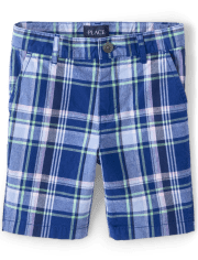 Boys Plaid Chino Shorts