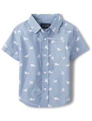 Baby And Toddler Boys Dad And Me Horse Poplin Button Up Shirt