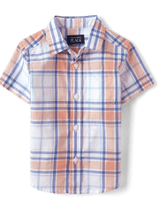 Baby And Toddler Boys Plaid Poplin Button Up Shirt