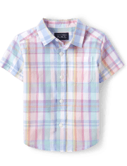 Camisa con botones de popelina a cuadros para bebés y niños pequeños