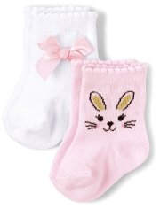 Baby Girls Bunny Midi Socks 2-Pack
