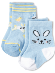 Baby Boys Bunny Midi Socks 2-Pack