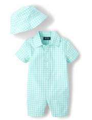 Baby Boys Dad And Me Gingham Romper Outfit Set