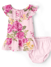 thumbnail image 2 of The Children's Place,Baby Girls,and Newborn Dresses,Purple Floral,3-6 Months 2 of 11