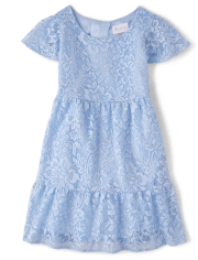 Girls Lace Tiered Dress