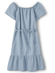Womens Mommy And Me Chambray Tiered Dress