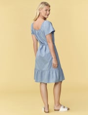 Womens Mommy And Me Chambray Tiered Dress