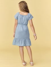 Girls Mommy And Me Chambray Tiered Dress