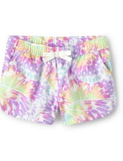 Shorts sin cierres con teñido anudado de arcoíris para bebés y niñas pequeñas