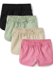 Toddler Girls Twill Pull-On Shorts 4-Pack