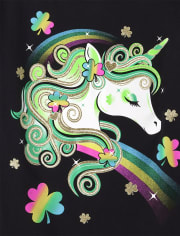 Girls St. Patrick's Day Unicorn Graphic Tee