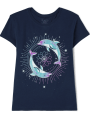 Camiseta con estampado de delfines para niñas