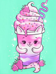 Girls Cat Milkshake Graphic Tee