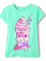 Girls Cat Milkshake Graphic Tee