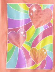 Girls Rainbow Hearts Graphic Tee