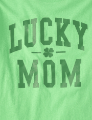 Womens Matching Family Lucky Mom Graphic Tee