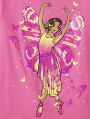 Pack de 2 camisetas con estampado de hada bailarina para niñas