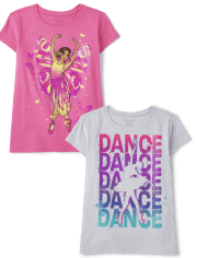 Pack de 2 camisetas con estampado de hada bailarina para niñas