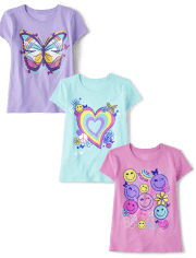 Lot de 3 t-shirts graphiques Icon pour fille