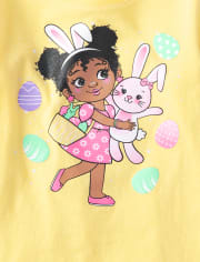 Camiseta con estampado de niña de Pascua para bebés y niñas pequeñas