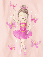 Camiseta con estampado de bailarina para bebés y niñas pequeñas