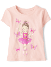 Camiseta con estampado de bailarina para bebés y niñas pequeñas