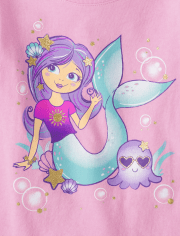 T-shirt graphique sirène pour bébé et toute-petite fille
