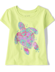 Baby And Toddler Girls Turtle Graphic Tee