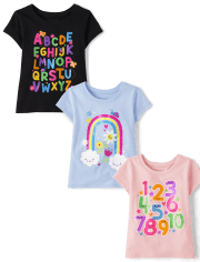 Baby And Toddler Girls Rainbow Graphic Tee 3-Pack