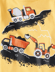 Camiseta con gráfico de vehículos de construcción para bebés y niños pequeños