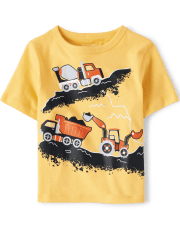 Camiseta con gráfico de vehículos de construcción para bebés y niños pequeños