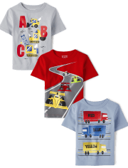 Baby And Toddler Boys Alphabet Vehicle Graphic Tee 3-Pack