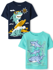 Baby And Toddler Boys Shark Graphic Tee 2-Pack