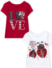 Baby And Toddler Girls Americana Graphic Tee 2-Pack